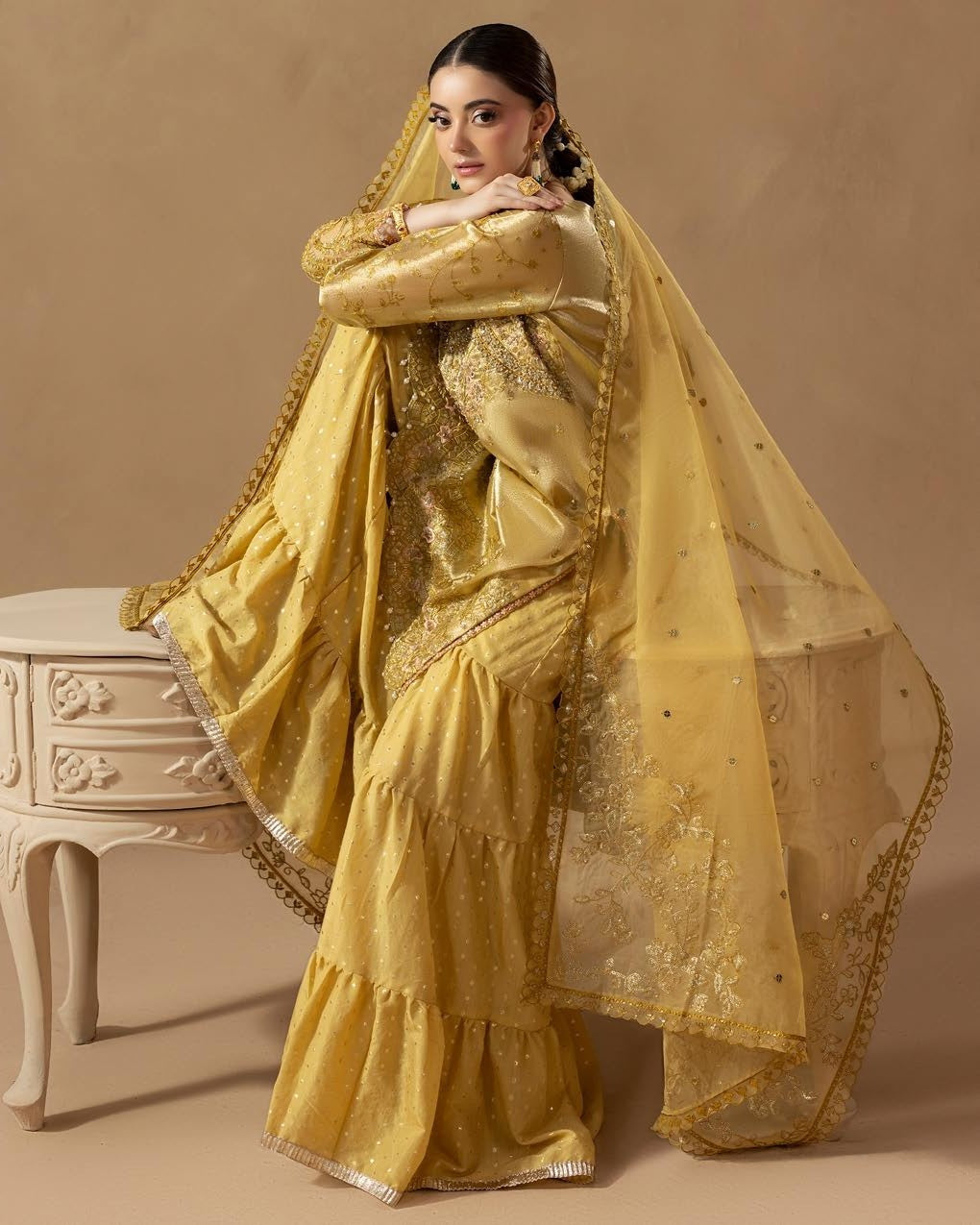 Grand Pakistani Wedding Sharara Dress Online in Dubai DXB UAE Abudhabi Meena Bazaar