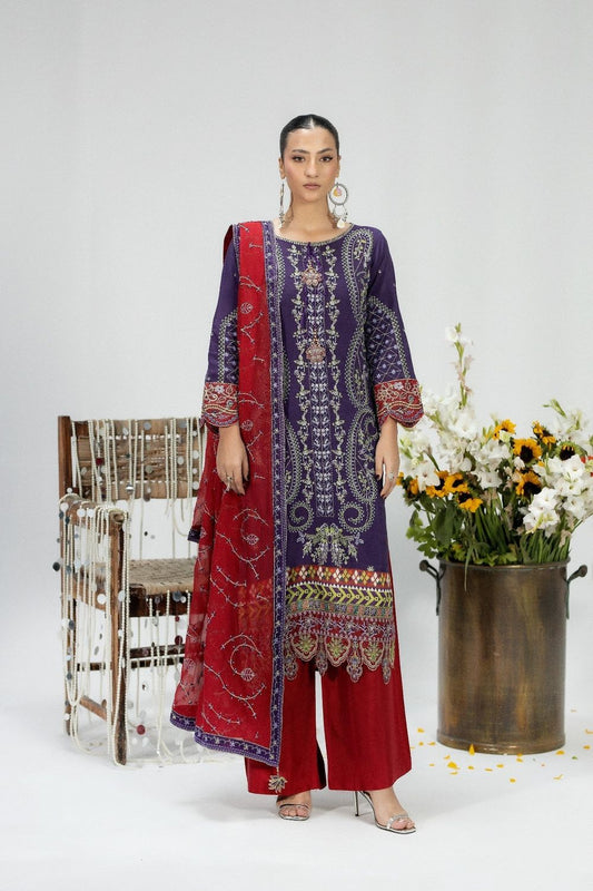 Grape Embroidered Silk Festive Suit Online in Dubai UAE Abudhabi Ajman Sharjah