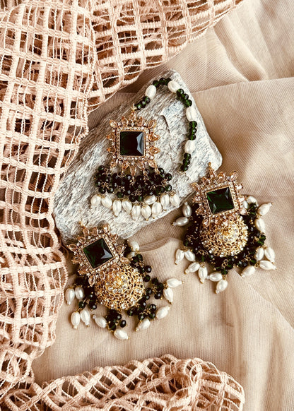 Green Bridal Choker Set with 3 Pieces Online in UK USA Canada
