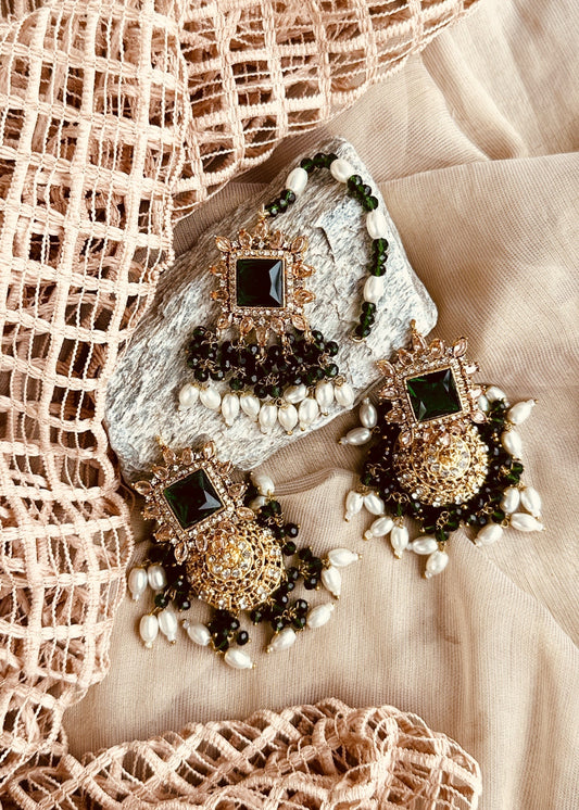 Green Bridal Choker Set with 3 Pieces Online in UK USA Canada