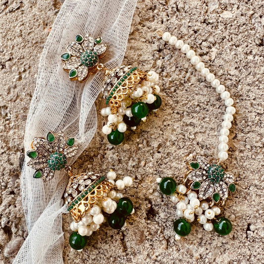Green Bridal Jewellery Set with Earrings Online in UK USA Canada