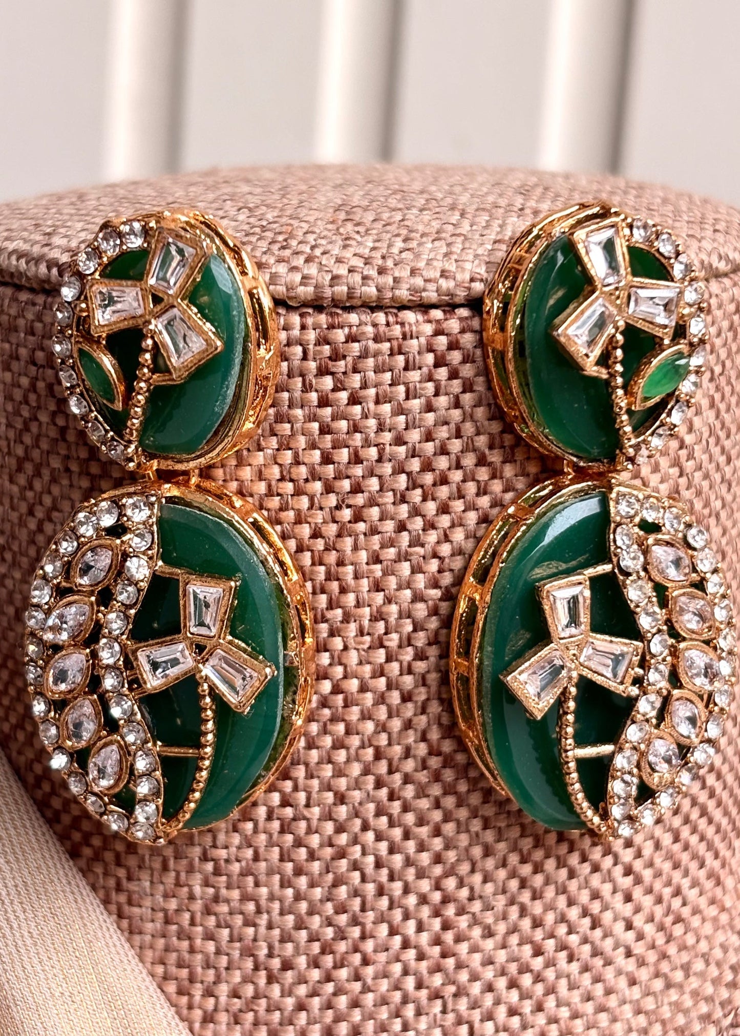 Green Bridal Jewellery Set with Stone Work Online in UK USA Canada