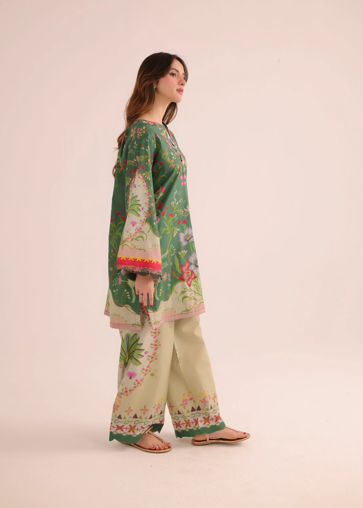 Green Casual Wear Poly Lawn Dress Online in Sri Lanka India Australia