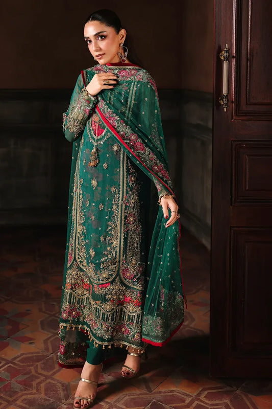 Green Chiffon Bridal Pakistani Suit Online in Dubai UAE Abudhabi Ajman Sharjah