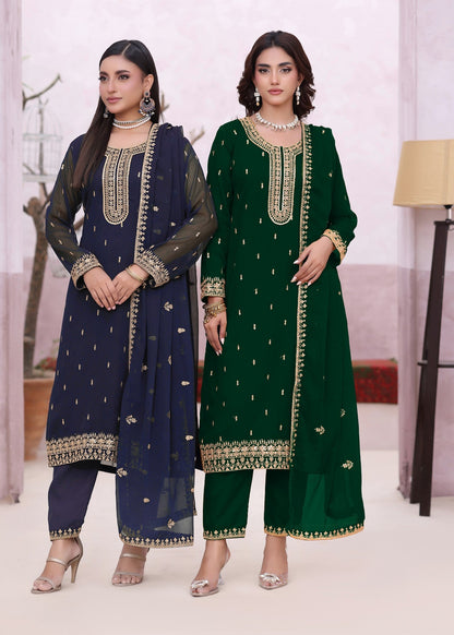 Green Chiffon Embroidered Ladies Salwar Kameez Online in UK USA Canada