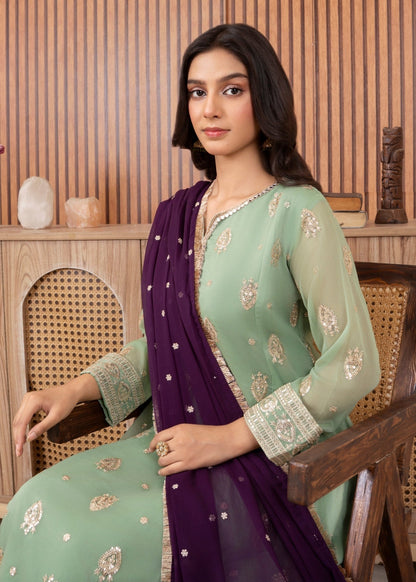 Green Chiffon Embroidered Partywear Salwar Kameez Online in Sri Lanka India Australia