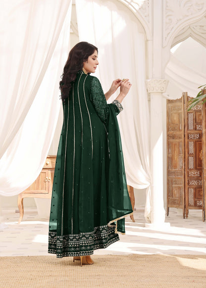 Green Chiffon Festive Wear Pishwas Online in Dubai DXB UAE Abudhabi Meena Bazaar