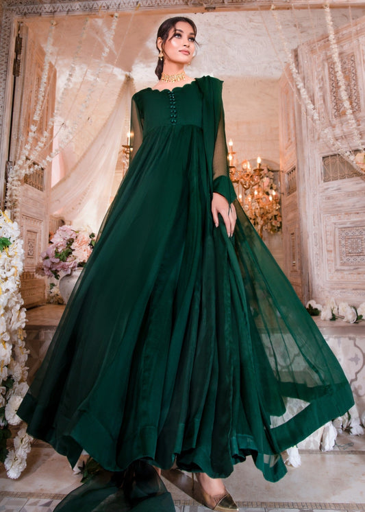 Green Chiffon Festive Wear Pishwas Online in Sri Lanka India Australia