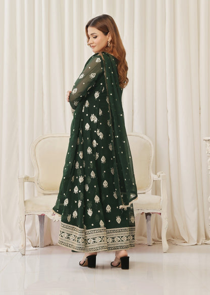 Green Chiffon Festive Wear Salwar Suit Online in Sri Lanka India Australia