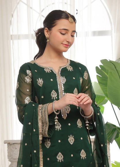 Green Chiffon Kurta Set with Dupatta Online in Dubai DXB UAE Abudhabi Meena Bazaar
