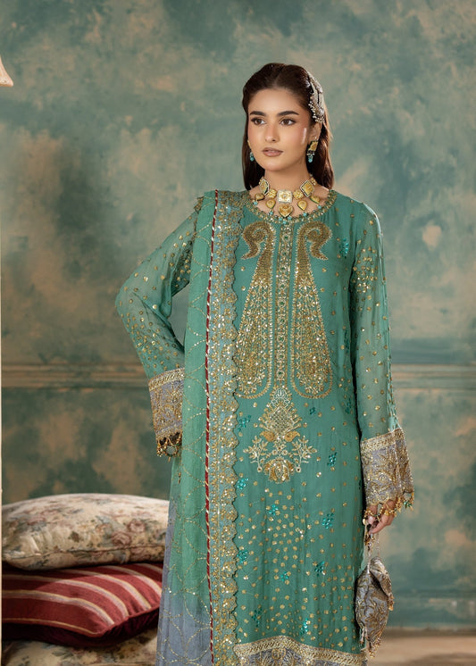 Green Chiffon Wedding Guest Outfit Online in Sri Lanka India Australia