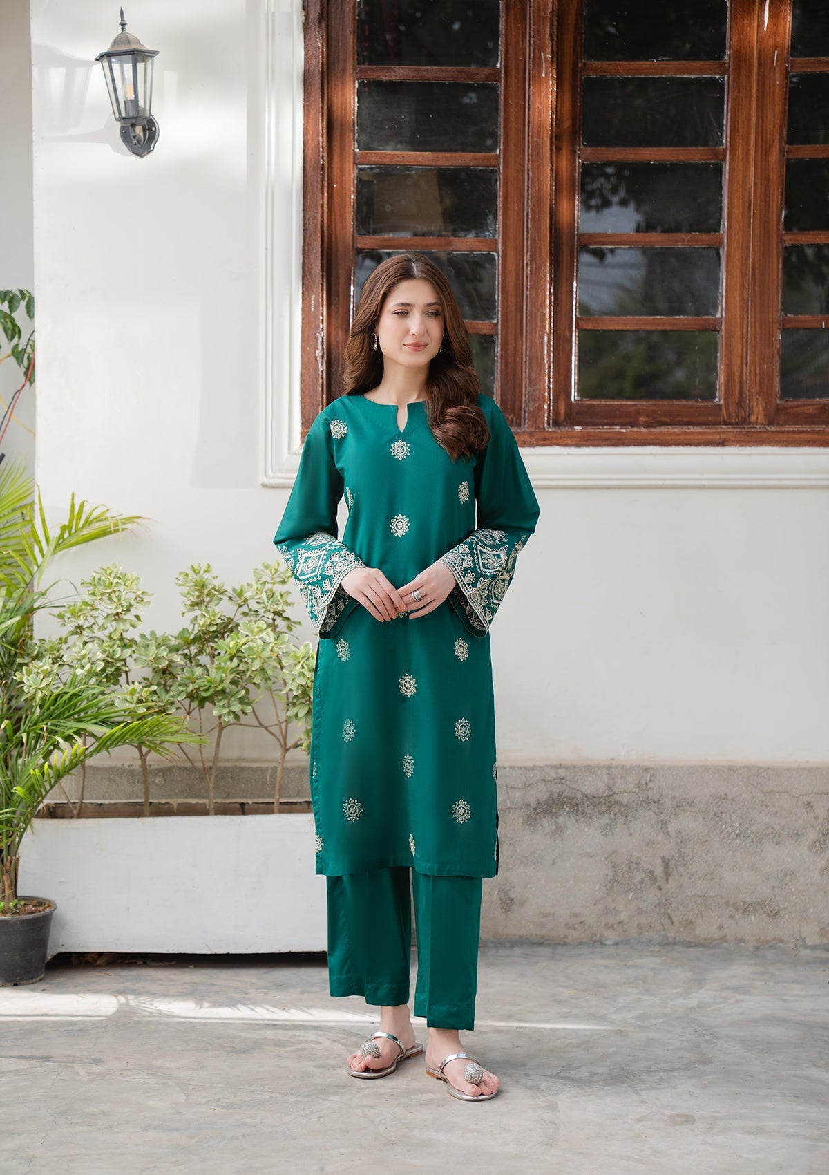 Green Cotton Embroidered Pakistani Suit Online in Sri Lanka India Australia