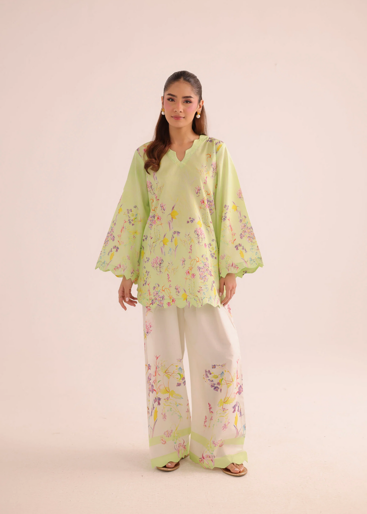 Green Digital Print Straight Cut Kurta with Bottom Online in Sri Lanka India Australia