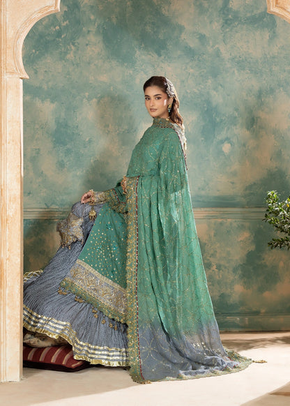 Green Embellished Chiffon Pakistani Suit Online in Dubai UAE Abudhabi Ajman Sharjah