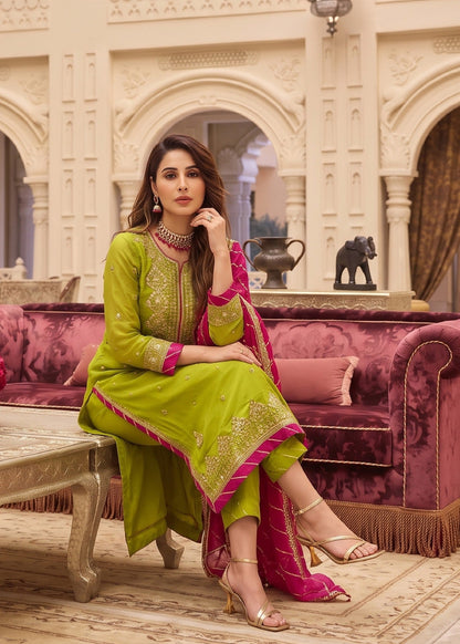 Green Embroidered Chiffon Shalwar Kameez Online in UK USA Canada
