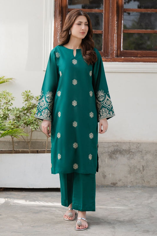 Green Embroidered Cotton Lawn Suit Online in Dubai UAE Abudhabi Ajman Sharjah