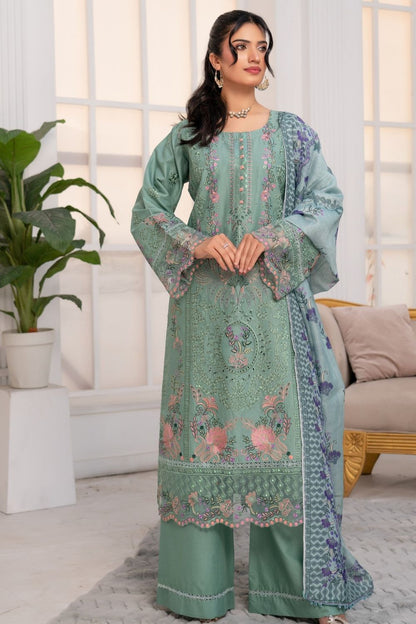 Green Embroidered Festive Lawn Suit Online in Dubai UAE Abudhabi Ajman Sharjah