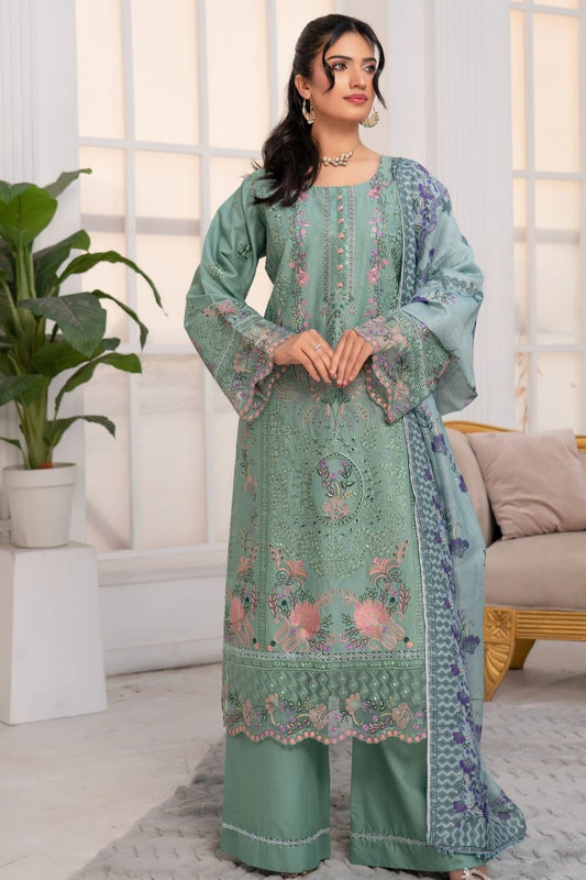Green Embroidered Festive Lawn Suit Online in Dubai UAE Abudhabi Ajman Sharjah