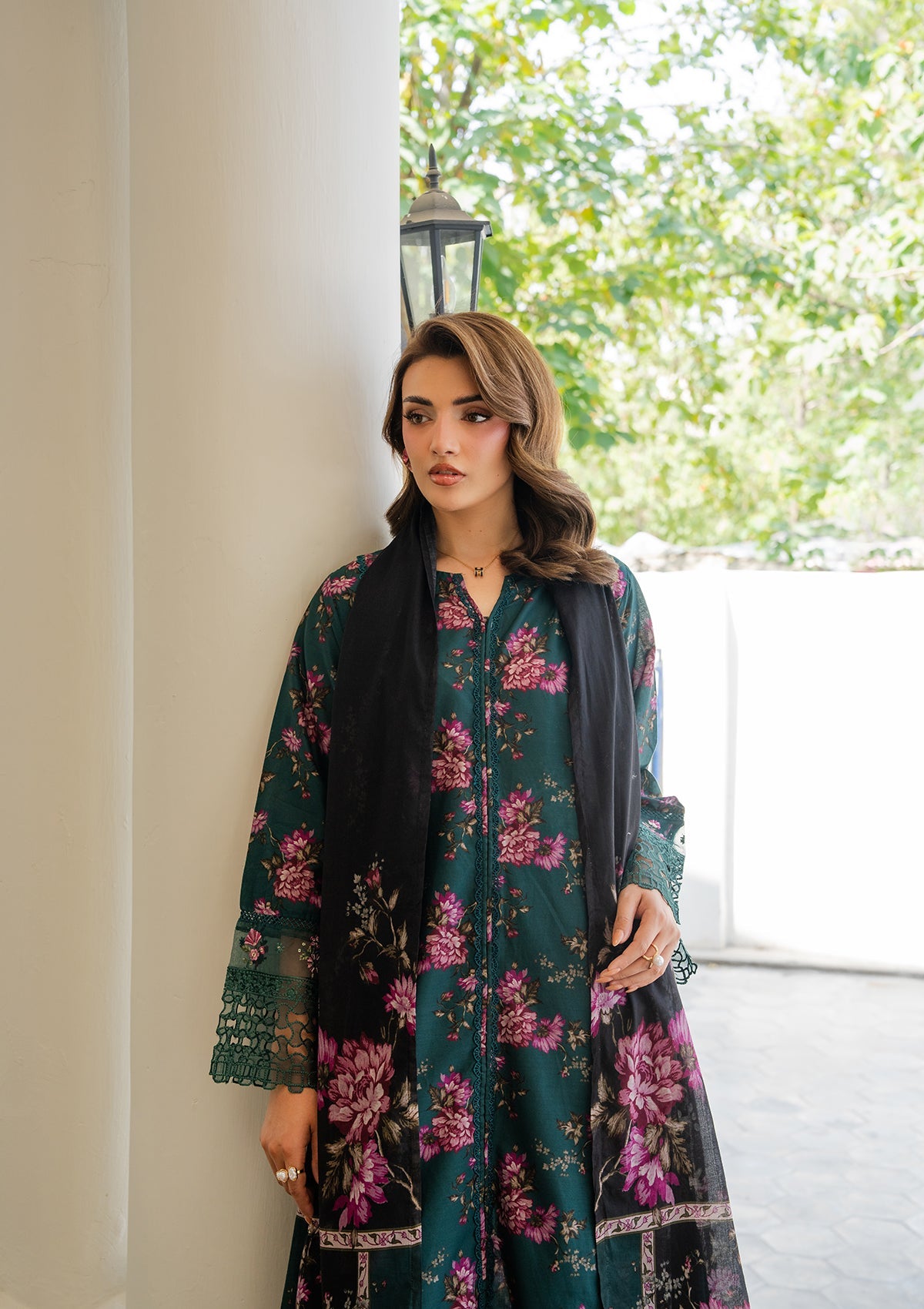 Green Embroidered Lawn Designer Suit Online in Sri Lanka India Australia