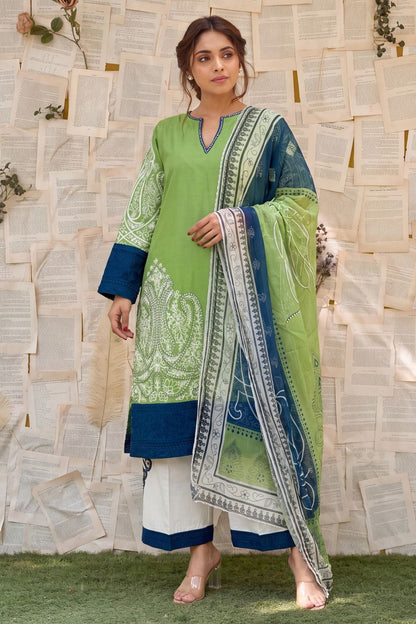 Green Embroidered Lawn Pakistani Suit Online in Dubai UAE Abudhabi Ajman Sharjah