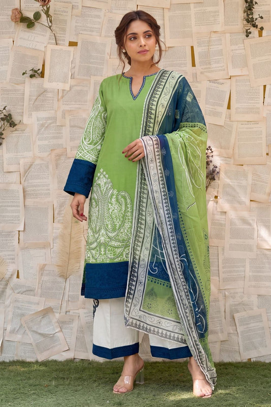 Green Embroidered Lawn Pakistani Suit Online in Dubai UAE Abudhabi Ajman Sharjah