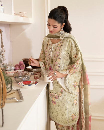 Green Embroidered Lawn Pakistani Suit Online in Sri Lanka India Australia