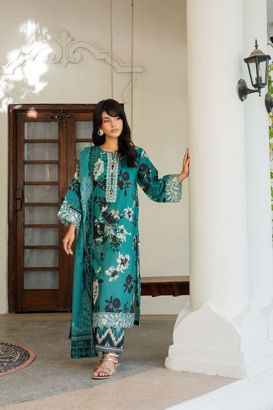 Green Embroidered Lawn Salwar Kameez Online in Dubai UAE Abudhabi Ajman Sharjah