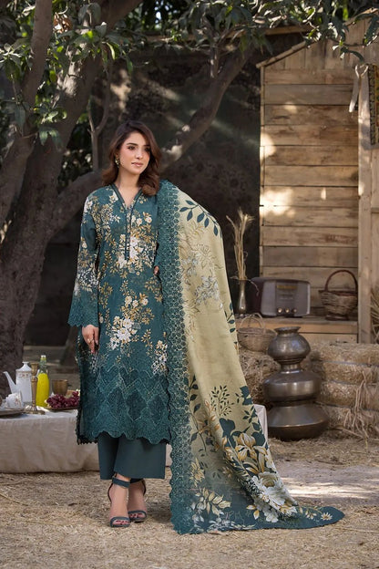 Green Embroidered Lawn Salwar Suit Online in Dubai UAE Abudhabi Ajman Sharjah
