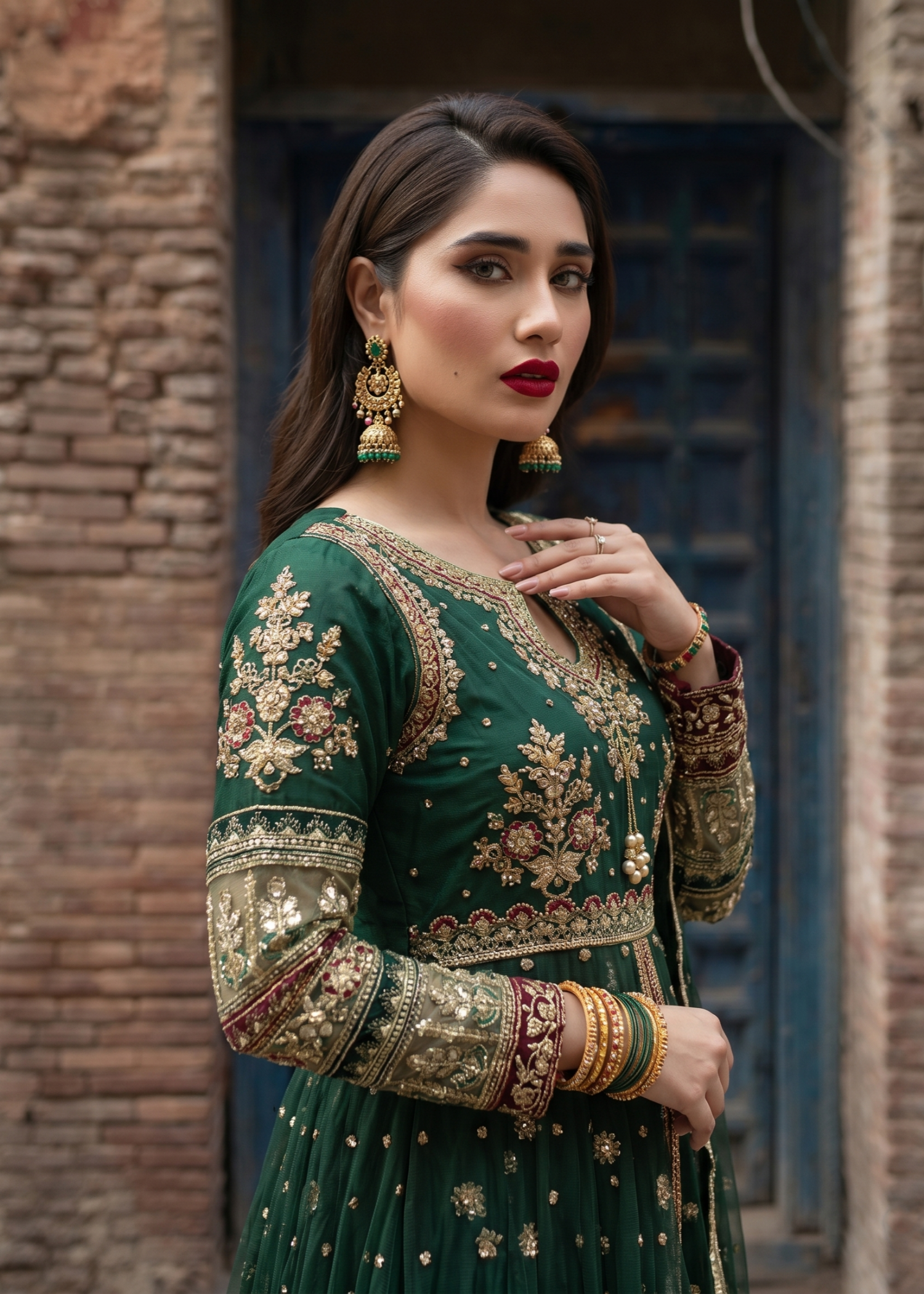 Green Embroidered Net Festive Outfit Online in Sri Lanka India Australia