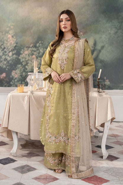 Green Embroidered Poly Silk Salwar Kameez Online in Dubai UAE Abudhabi Ajman Sharjah