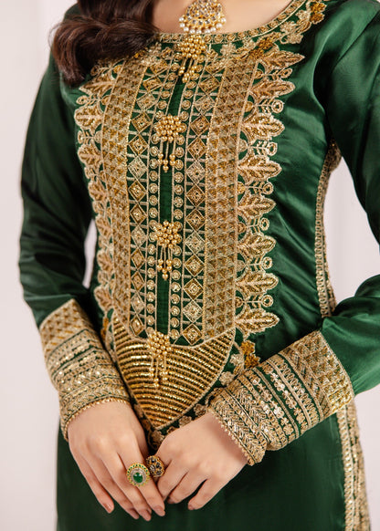 Green Embroidered Silk Kurta with Dupatta Online in Dubai DXB UAE Abudhabi Meena Bazaar