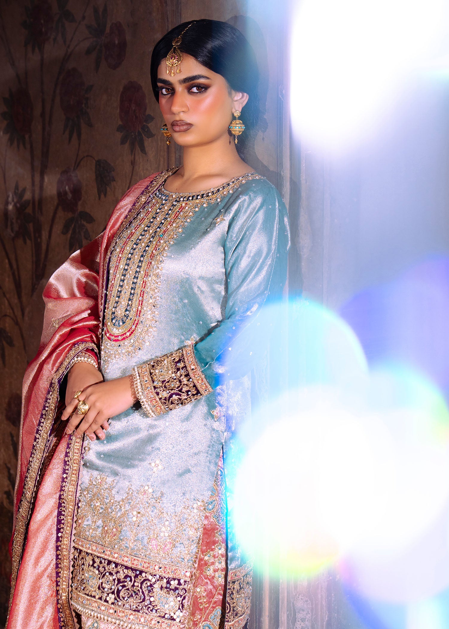 Green Embroidered Viscose Lehenga Set for Wedding Online in Sri Lanka India Australia