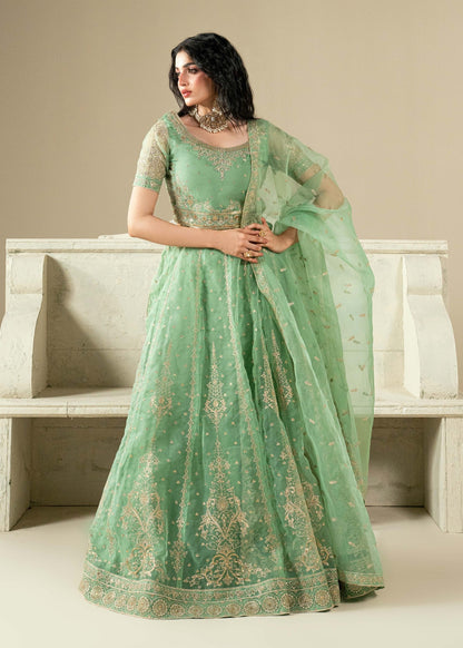 Green Embroidered Wedding Lehenga Online in Dubai DXB UAE Abudhabi Meena Bazaar
