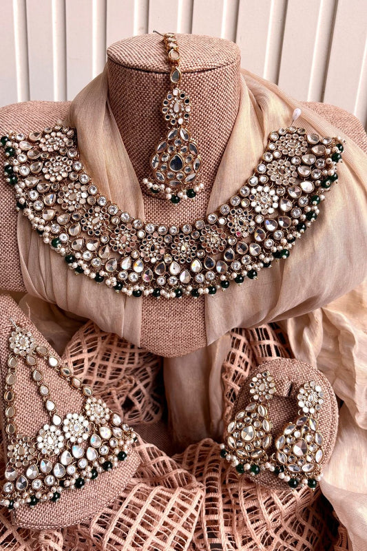 Green Gold Plated Bridal Jewellery Set Online in Dubai UAE Abudhabi Ajman Sharjah