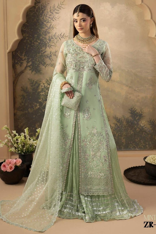 Green Hand Embellished Organza Sharara Suit Online in Dubai UAE Abudhabi Ajman Sharjah