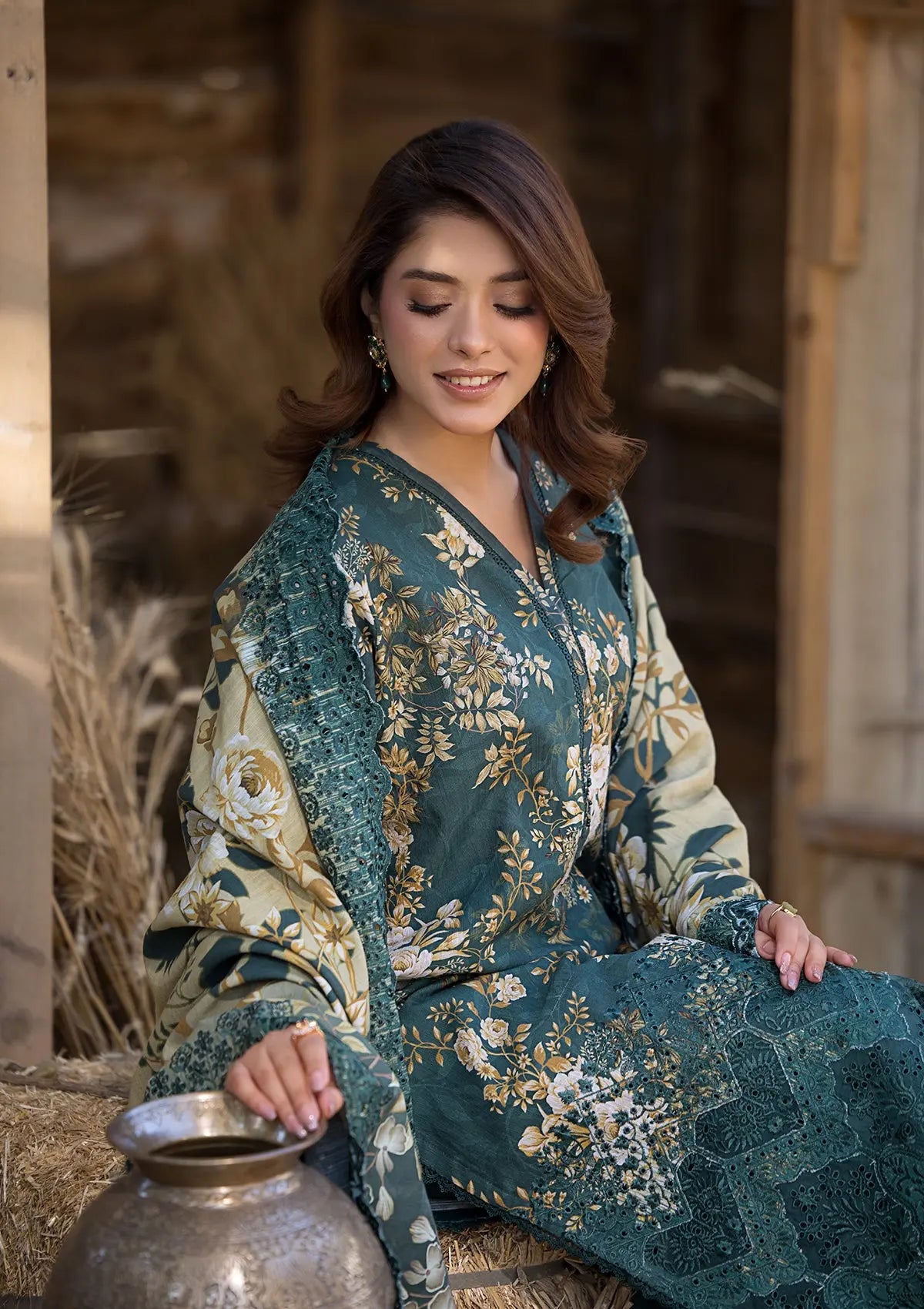 Green Lawn Embroidered Pakistani Suit Online in Sri Lanka India Australia