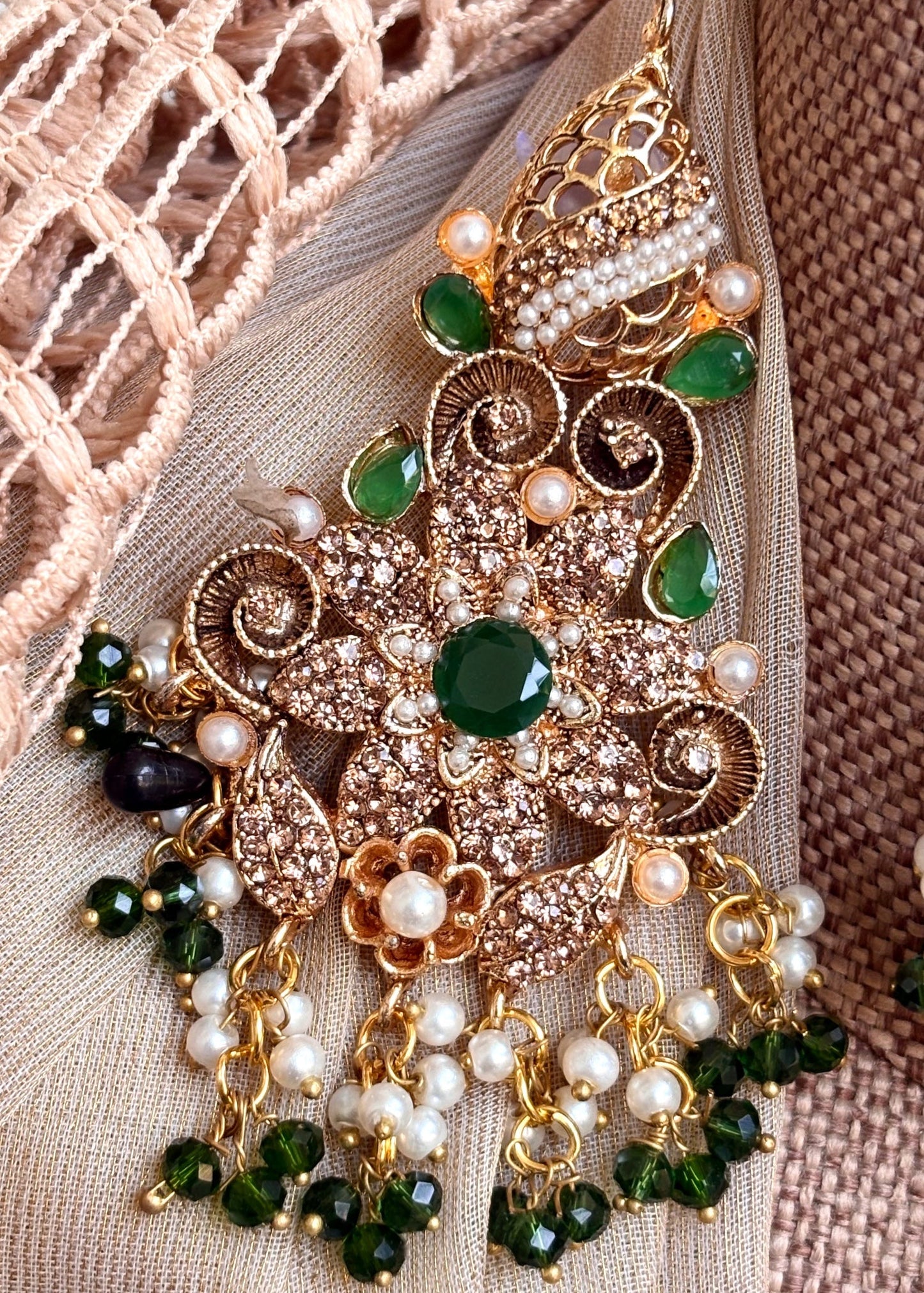 Green Metal Necklace Set for Mehndi Online in UK USA Canada