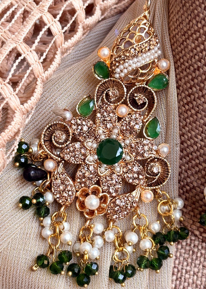 Green Metal Necklace Set for Mehndi Online in UK USA Canada