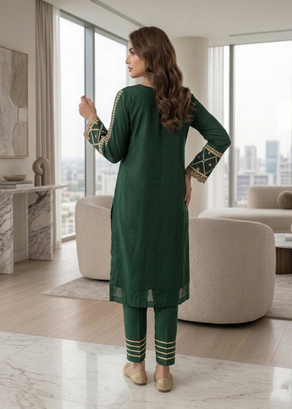 Green Organza Festive Dress Material Online in Dubai UAE Abudhabi Ajman Sharjah