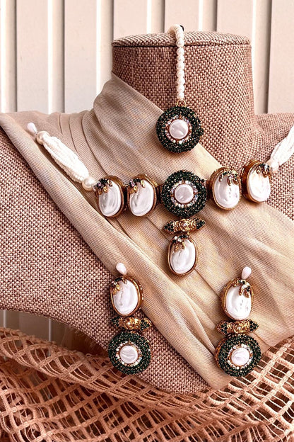 Green Pearl Choker Jewellery Set Online in Dubai UAE Abudhabi Ajman Sharjah