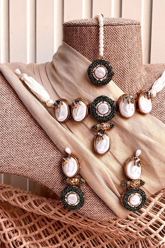 Green Pearl Choker Jewellery Set Online in Dubai UAE Abudhabi Ajman Sharjah