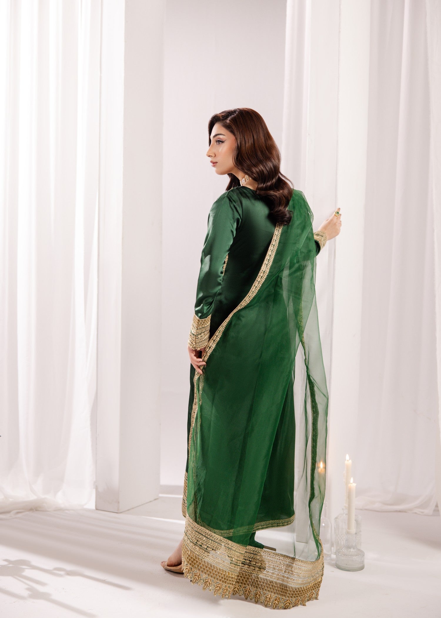Green Silk Embroidered Festive Wear Suit Online in Sri Lanka India Australia