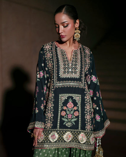 Green Silk Farshi Shalwar Dress Online in Sri Lanka India Australia