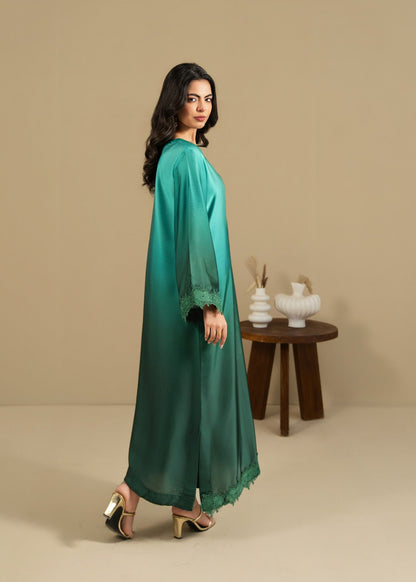 Green Silk Festive Kaftan for Women Online in Dubai UAE Abudhabi Ajman Sharjah