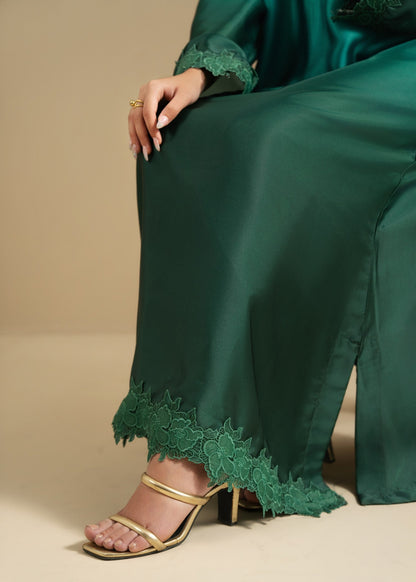 Green Silk Partywear Kaftan Online in UK USA Canada