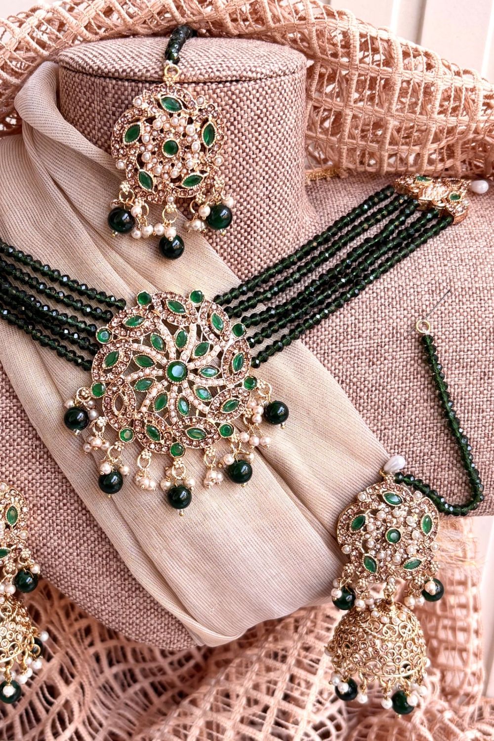 Green Stone Choker Set Jewellery Online in Dubai UAE Abudhabi Ajman Sharjah