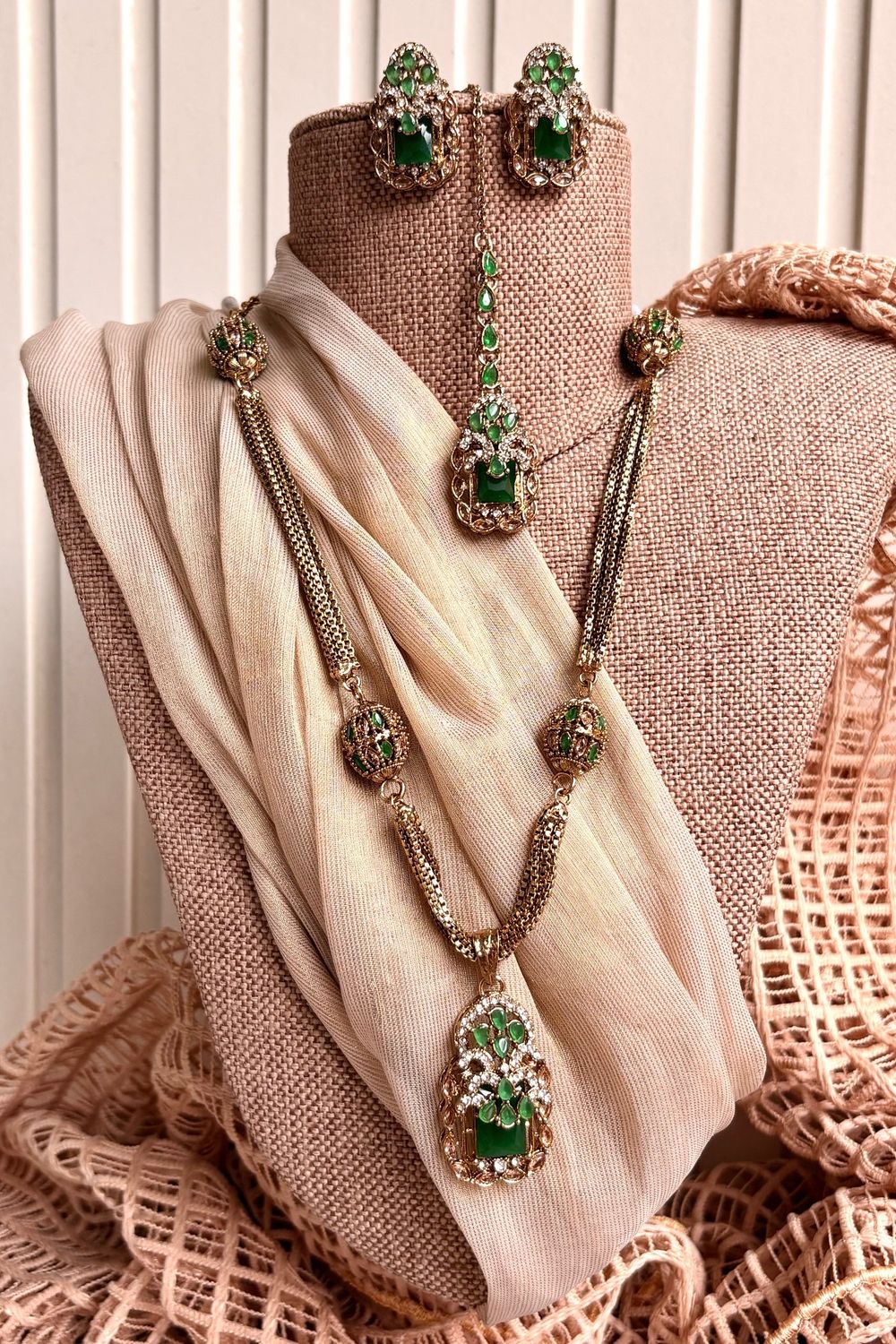 Green Stone Turkish Malaa Necklace Set Online in Dubai UAE Abudhabi Ajman Sharjah