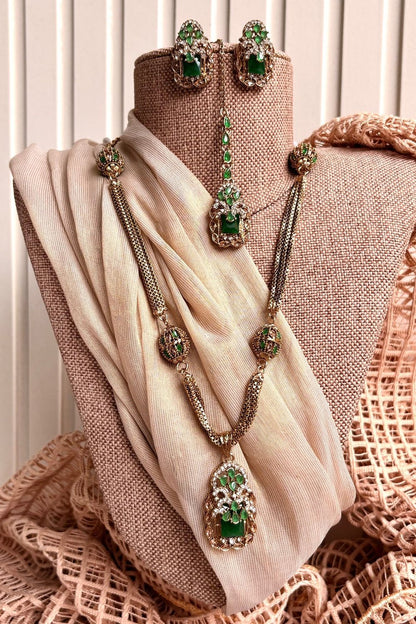 Green Stone Turkish Malaa Necklace Set Online in Dubai UAE Abudhabi Ajman Sharjah