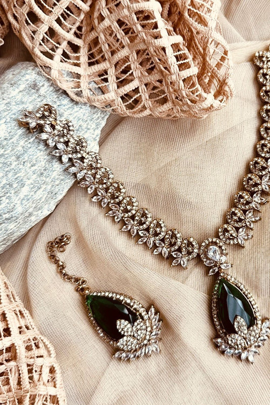 Green Stone Work Jewellery Set Online in Dubai UAE Abudhabi Ajman Sharjah