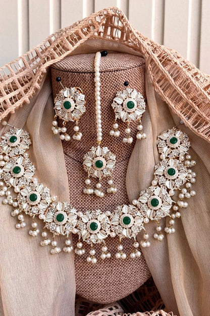 Green Stone Work Necklace Set Online in Dubai UAE Abudhabi Ajman Sharjah